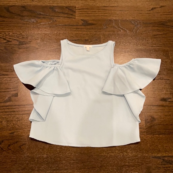 Baby blue peek-a-boo shoulder blouse. Size XS - Picture 1 of 2
